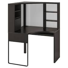 The desk is adjustable, minimum height: Micke Corner Workstation Black Brown 100x142 Cm Ikea
