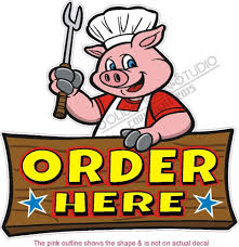 7 Order Here Bbq Pig Pork Barbq Concession Hot Food Truck Restaurant Sign Decal Bbq Pig Food Truck Truck Restaurant