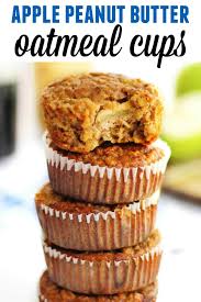 Grab And Go Peanut Butter Apple Oatmeal Muffins Rhubarbarians Recipe Apple Oatmeal Muffins Peanut Butter Recipes Apple And Peanut Butter