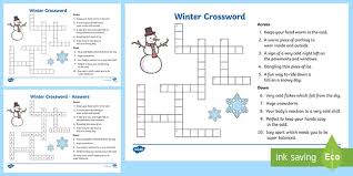 You will receive one winter vocabulary crossword puzzle, clues and an optional word bank on a separate page. Winter Crossword Teacher Made