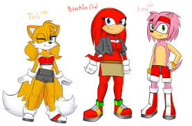 Tails Knuckles and Amy Genderbends by sonics-tiddies -- Fur Affinity [dot]  net