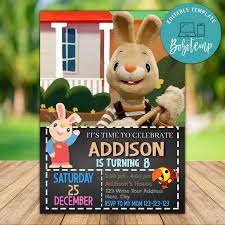 Perfect for rainy day kids crafts projects! Editable Harry The Bunny Birthday Invitation Instant Download Bobotemp