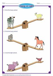 Heavy Vs Light Seesaw Theme Kindergarten Measurement Activities Kids Math Worksheets Measurement Activities