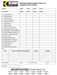 Preventative maintenance log in excel. Dock Leveler Checklist Fill Online Printable Fillable Blank Pdffiller