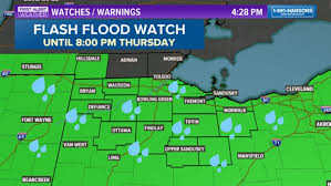 A flash flood watch means that conditions may develop that lead to flash flooding. Flash Flood Watch Issued For Most Counties In Our Area Until Tonight Wtol Com