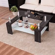 Wood Tempered Glass Top Coffee Table Rectangular W Shelf Home Furniture Walmart Com Wood Furniture Living Room Coffee Table With Shelf Coffee Table Rectangle