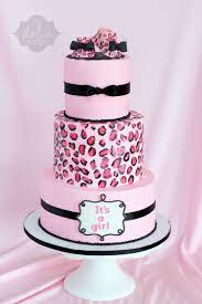 Leopard Cheetah Baby Shower Cake Its A Girl Baby Shower Girl Shower Cake Baby Shower Cakes Girl Baby Girl Cakes