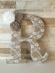 Decorated Letter R Burlap Crafts Letter A Crafts Burlap Letter