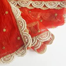Red Bridal Dupatta Red Veil Regal Pearl Border Sequin Design Etsy Bridal Dupatta Wedding Saree Collection Indian Bridal Dress