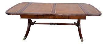 It´s made of walnut and oak wood and marked thonet at the bottom. 1940 S Regency Style Leather Drop Leaf Coffee Table Chairish