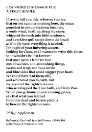 Philip Appleman Last Minute Message For A Time Capsule Daily Inspiration Quotes Words To Use Contemporary Poetry
