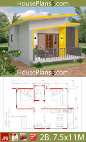 House Plans 7 5x11 With 2 Bedrooms Full Plans House Plans Sam Small House Design Plans House Plans House Blueprints