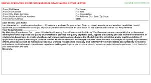 Operating Room Professional Staff Nurse Cover Letter