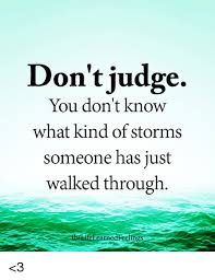 My point is, people go through their own hard times, there are things we know nothing about. Don T Judge You Don T Know What Kind Of Storms Someone Has Just Walked Through Fb Lifelearnedpeelings 3 Meme On Esmemes Com