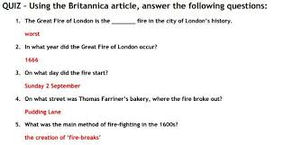 A Great Fire Of London Quiz Based On An Encyclopedia Britannica Article Great Fire Of London London History British History