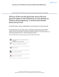 Pdf Efficacy Of Ferrous Bis Glycinate Versus Ferrous Glycine Sulfate In The Treatment Of Iron Deficiency Anemia With Pregnancy A Randomized Double Blind Clinical Trial