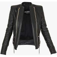 Balmain Quilted Leather Biker Jacket Leather Jackets Women Womens Leather Biker Jacket Leather Jacket