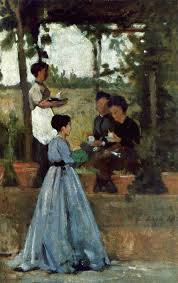 La teoria della macchia, con le sue masse giustapposte, con i suoi contrasti forti di luce e ombra (bastino da. Il Caffe Sotto Il Pergolato Arte