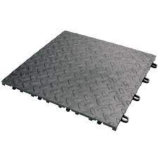 Gladiator 4 Piece 12 In X 12 In Charcoal Tread Plate Garage Floor Lowes Com Garage Floor Tiles Garage Floor Tile Floor