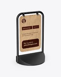 Pavement Sign Advertising Half Side View Exclusive Mockups