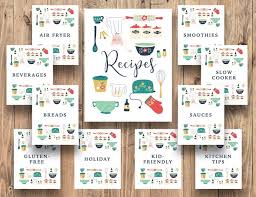 Expanded Set Recipe Binder Kit Cover And Dividers Recipe Book Vintage Kitchen Set Of 21 Dividers Plus Cover Printable Pdf Files In 2020 Recipe Binder Recipe Binder Kit Recipe Book