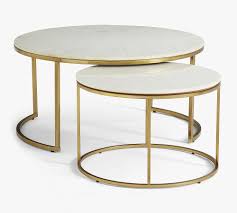 Up top, its tempered glass surface is the. Delaney Round Nesting Coffee Tables White Marble Set Of 2 Pottery Barn Havenly