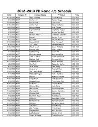 2012-2013 PK Round-Up Schedule