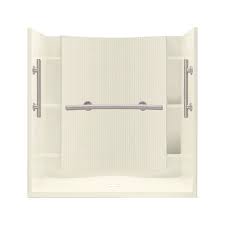 Sterling Accord Biscuit 4 Piece Alcove Shower Kit Common 36 In X 60 In Actual 36 In X 60 In Lowes Com Alcove Shower Kits Shower Kits Shower Wall