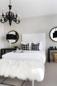 Black White Black Chandelier Obsessed With The White Fur Bench It S Almost Perfect I Would Do Diamond Tu White Bedroom Decor Home Decor White Bedroom
