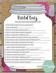 This Printable Bridal Quiz Game Is Perfect For Any Bridal Shower Or Wedding Keep Guests Enter Mason Jar Bridal Shower Bridal Shower Rustic Bridal Shower Games