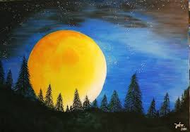 Please expect slight variations in each moon & stars painting. Mystery Full Moon And Stars Painting By John Ho Saatchi Art