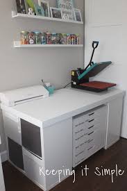 Ikea Hack Diy Computer Desk With Kallax Shelves Keeping It Simple In 2020 Craft Room Tables Ikea Craft Room Craft Tables With Storage