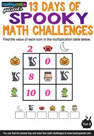 Halloween Math 13 Days Of Spooky Math Challenges For Grades 1 8 Math Challenge Halloween Math Activities Halloween Math