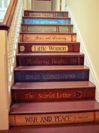 Book Spines As Steps I Would Use Some Different Titles Though Scale Dipinte Decorazione Scalinata Decorare Scale
