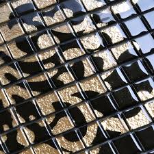 glass mosaic tile murals black and gold