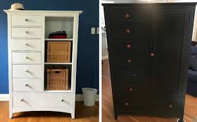 I completely finished this dresser with hardware in less than 24 hours thanks to my furniture painting tips that you can access by subscribing to the weekly newsletter here. Black Dresser Wardrobe Makeover Design Morsels