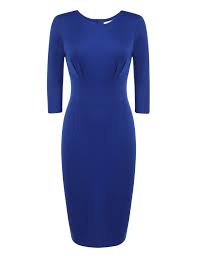 Royal Blue 3 4 Sleeve Solid Business Bodycon Pencil Work Dress Dresses For Work Business Dresses Dresses