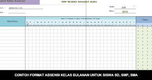Check spelling or type a new query. Contoh Format Absensi Kelas Bulanan Untuk Siswa Sd Smp Sma Berkas Sekolah