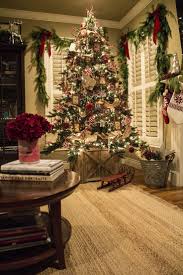 Red Silver And Jute Ribbon Christmas Tree Live Garland The Stiers Aesthetic Country Christmas Beautiful Christmas Trees Rustic Christmas