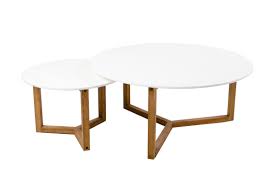 White round coffe table with concrete top made by hubsch. White Pair Of Nesting Coffee Tables Hire Society