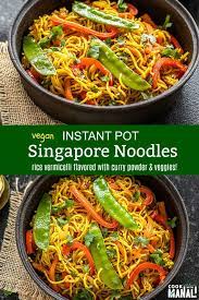Rice Vermicelli Loaded With Vegetables And Seasoned With Curry Powder These Vegetarian Singapore Noodl Vermicelli Recipes Singapore Noodles One Pot Vegetarian