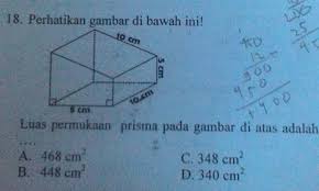 Mar 14, 2021 · luas permukaan prisma = (2 x luas trapesium) + (keliling trapesium x tinggi prisma) luas permukaan prisma = (2 x 1/2 x (8 cm + 14 cm) x 10 cm) + (8 cm + 14 cm + 17 cm + 10 cm x 12 cm) luas permukaan prisma = 220 cm 2 + 588 cm 2 = 808 cm 2. Luas Permukaan Prisma Trapesium Pada Gambar Diatas Adalah Brainly Co Id