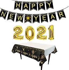 Amazon Com Funpa New Year Eve Party Decoration Set 2021 Party Banner Foil Balloon Party Supplies Table Cloth Party Balloons New Years Eve Party Party Banner
