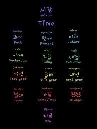 Cute Graphic For Identifying The Times Of Day In Both Hangul And Print Korean Language Korean Words Learn Korean