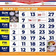 Deze januari 2019 kalender is altijd handig om bijvoorbeeld te zien wanneer je vakantie hebt. Kalender 2019 Fb Rasmi Sk Kampong Melayu Kluang Facebook