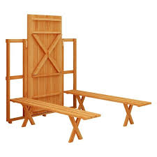 Two and one piece units that can be folded from picnic table to bench. Fold Up Picnic Table The Owner Builder Network