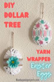 A few supplies from the dollar tree and you can burlap flower wreaths sunflower wreaths deco mesh wreaths fall burlap wreaths burlap wreaths for front door yarn wreaths floral wreaths. Diy Dollar Tree Yarn Wrapped Easter Eggs Manda Panda Projects