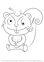 Learn How To Draw Nutty From Happy Tree Friends (Happy Tree Friends) Step  By Step : Drawing Tutorials