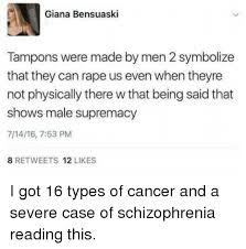 This is what symbolizes your cancer experience? by john nicolosi on vimeo, the home for high quality videos and the people who love them. Giana Bensuaski Tampons Were Made By Men 2 Symbolize That They Can Rape Us Even When Theyre Not Physically There W That Being Said That Shows Male Supremacy 71416 753 Pm 8