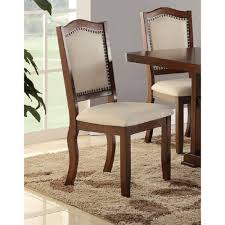 Set Of 2 Modern Cream Faux Leather Seat Cushion Dining Chairs With Back Supports And Stud Accent Check Out Dining Chairs Dining Chair Set Wood Dining Chairs